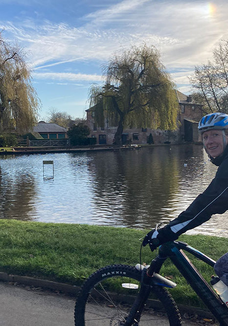 cycling past West Ashling Mill Pond