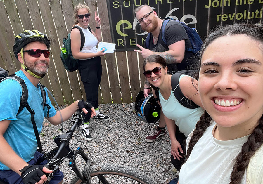 team photo before a team building day out with Southern eBike rentals